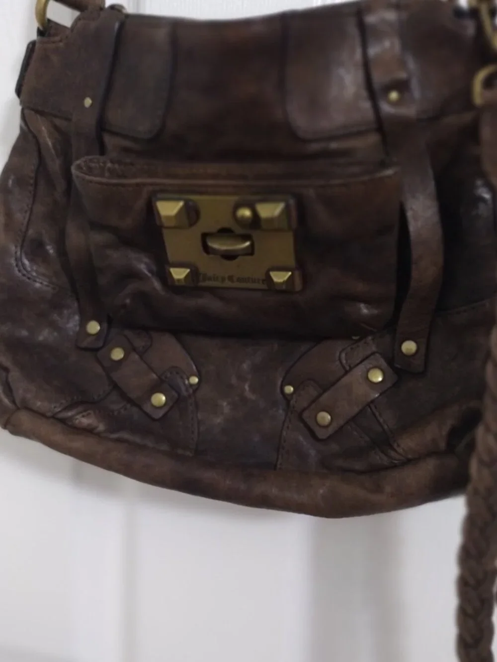 Juicy Couture Vintage Y2K Leather Shoulder Bag Brown Lambskin